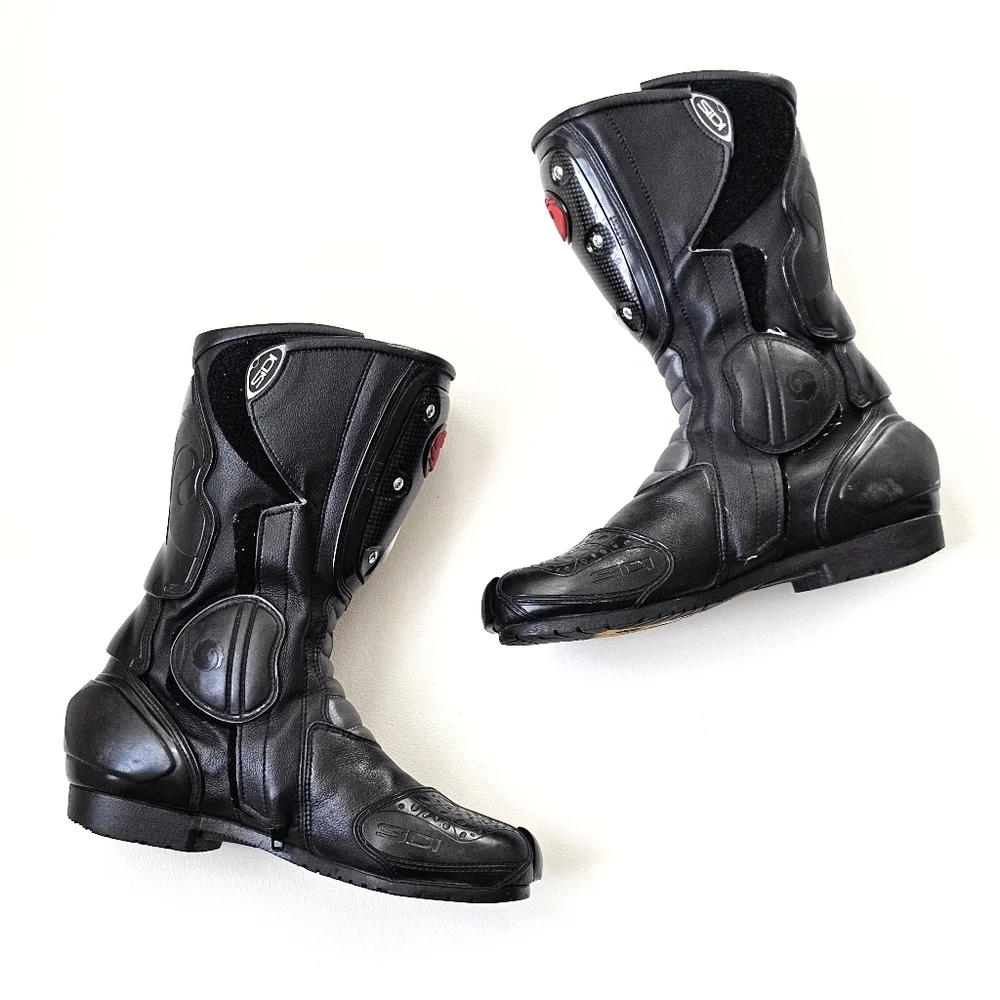 SIDI Vertigo Motorcycle Racing Boots Black Red Silver EU 41 US 7.5 Made in Italy